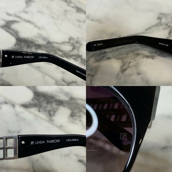 NIB LINDA FARROW Black Cat-Eye Sungalsses